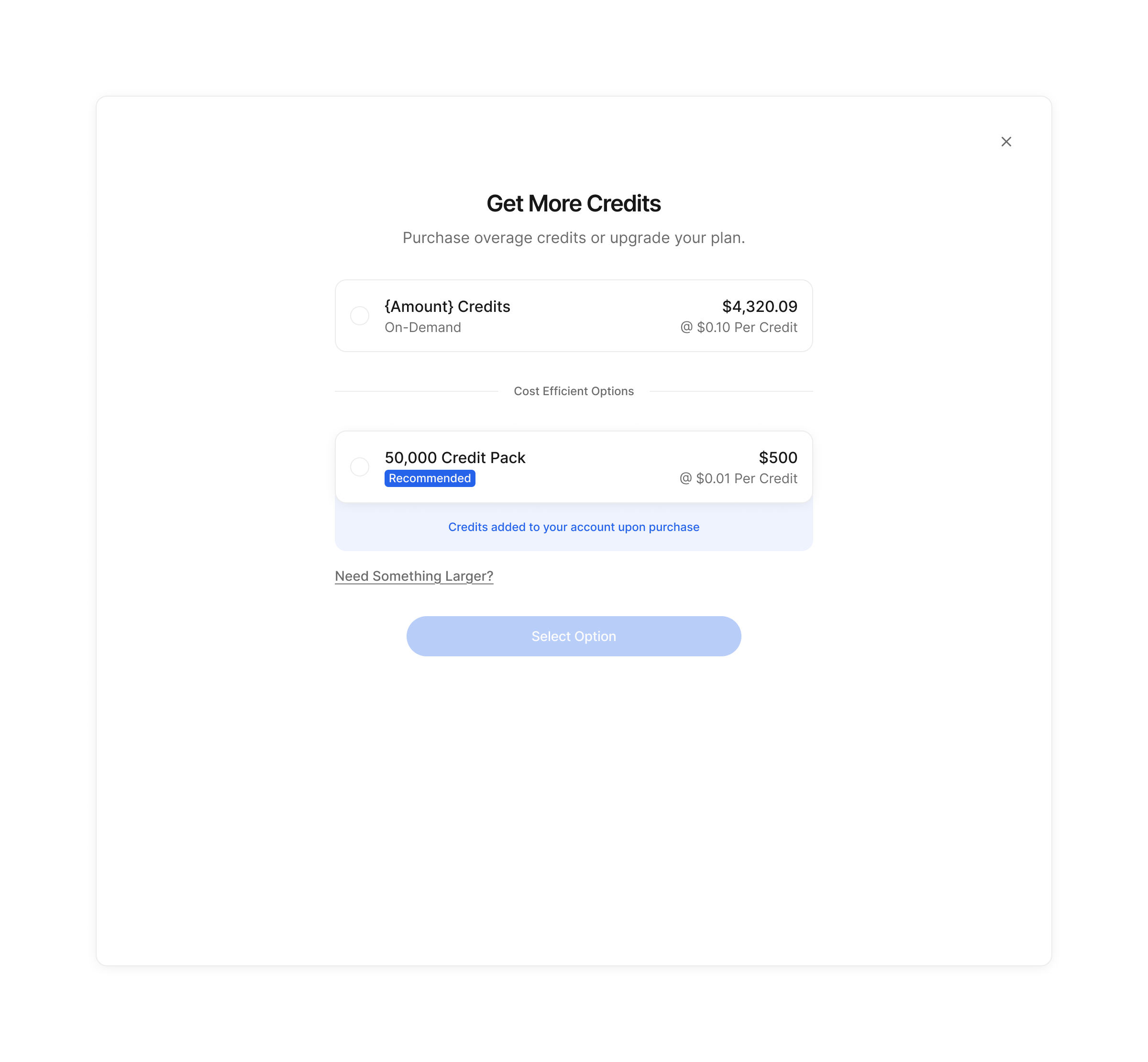 Unified Credit System UX — 2
